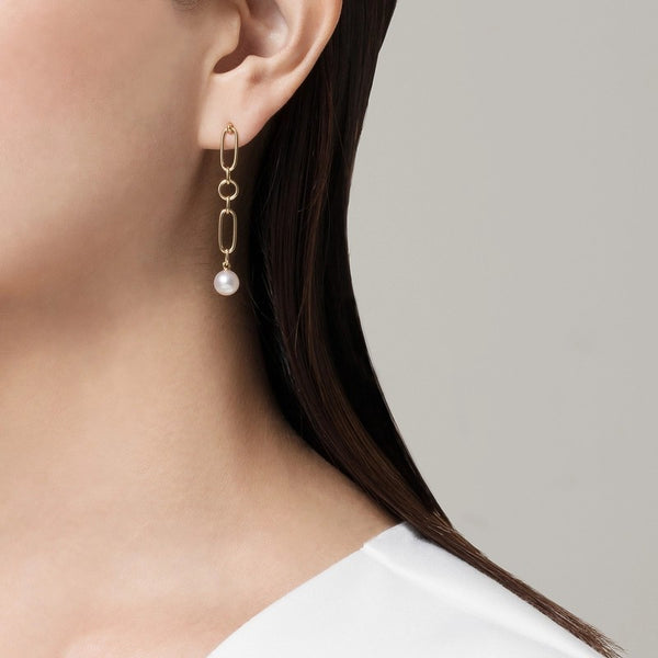 Mikimoto 'M Code' 18ct Yellow Gold, Akoya Cultured Pearl Earrings