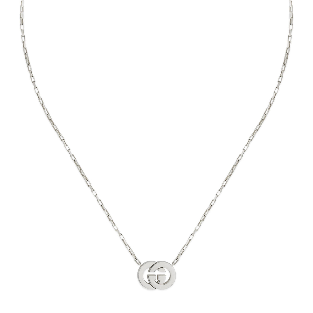 Gucci Interlocking Sterling Silver Pendant Necklace 45cm