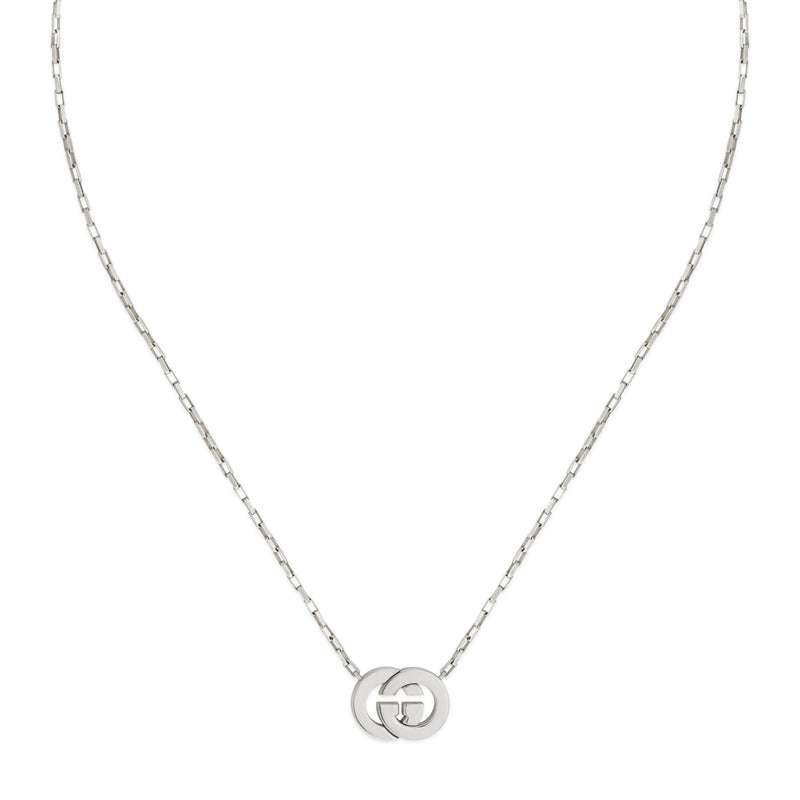 Gucci Interlocking Sterling Silver Pendant Necklace 45cm