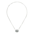 Gucci Interlocking Sterling Silver Green Enamel Pendant Necklace 45cm