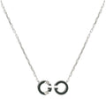 Gucci Interlocking Sterling Silver Green Enamel Pendant Necklace 45cm