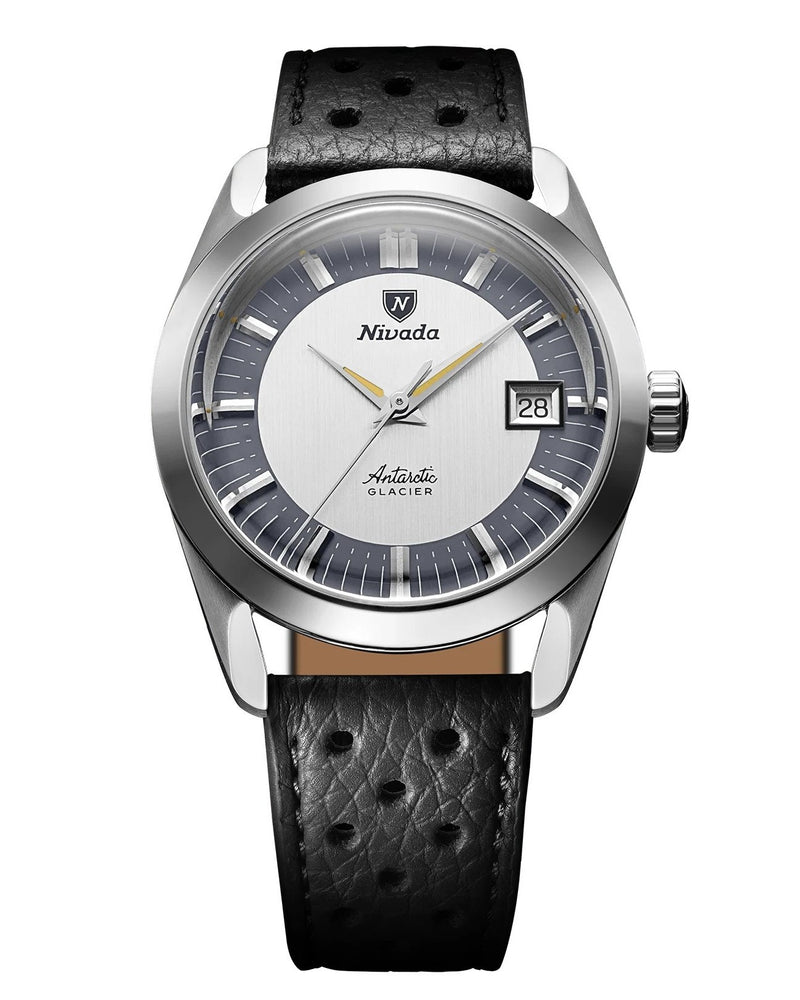 Nivada Grenchen Antarctic Glacier 35mm Watch, Black racing strap 35020M40
