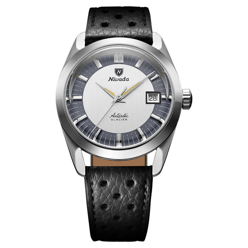 Nivada Grenchen Antarctic Glacier 35mm Watch, Black racing strap 35020M40