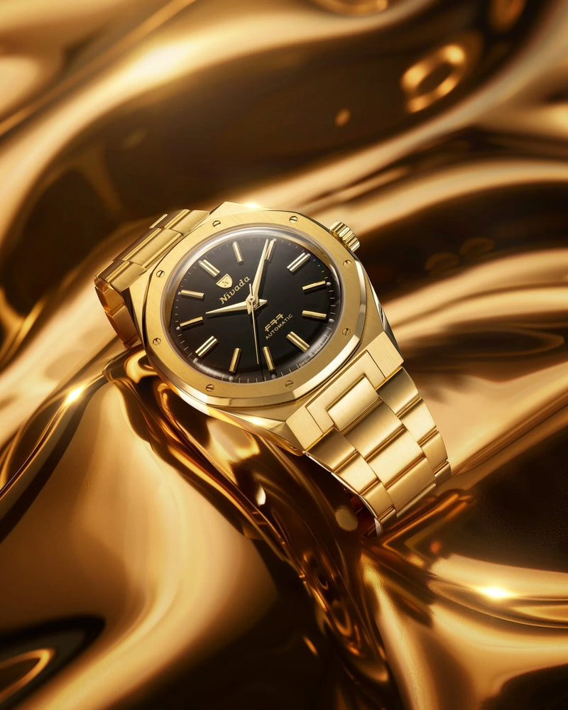 Nivada Grenchen F77 Gold MK2 - 38mm Watch 68028A77