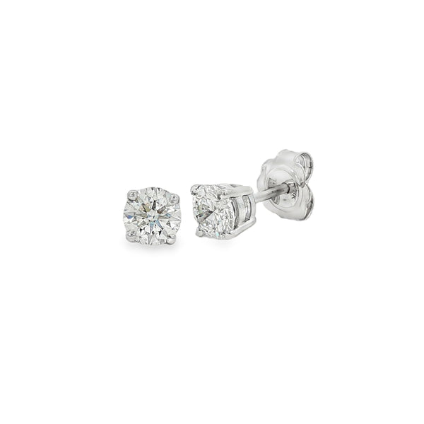 Diamond Round Brilliant Cut 1.21ct, 18ct White Gold Stud Earrings