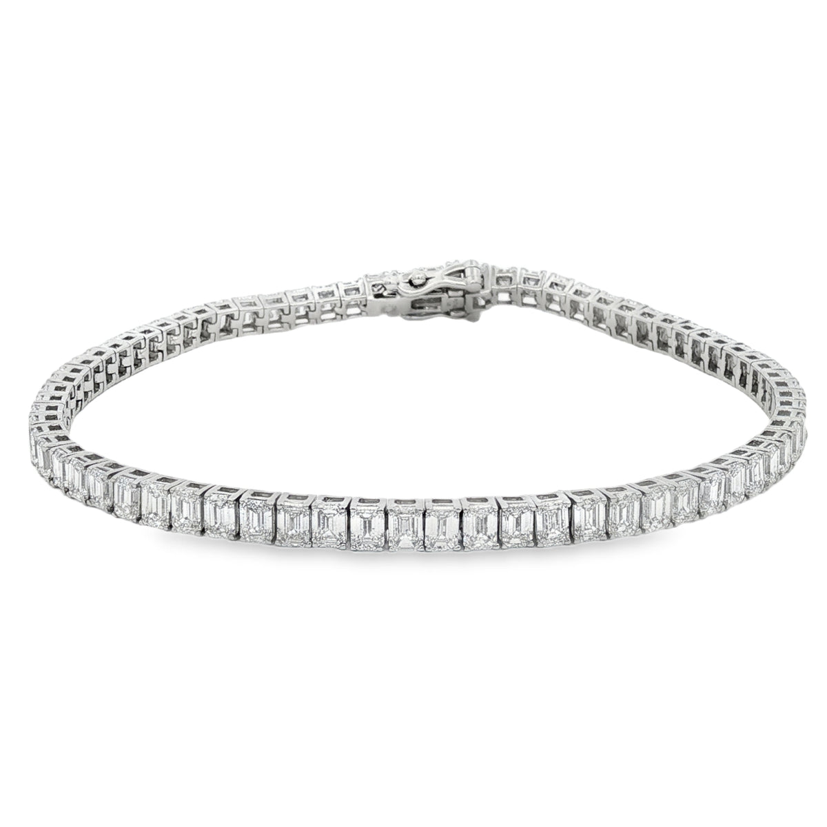 Emerald Cut 8.00ct Lab Grown Platinum Bracelet