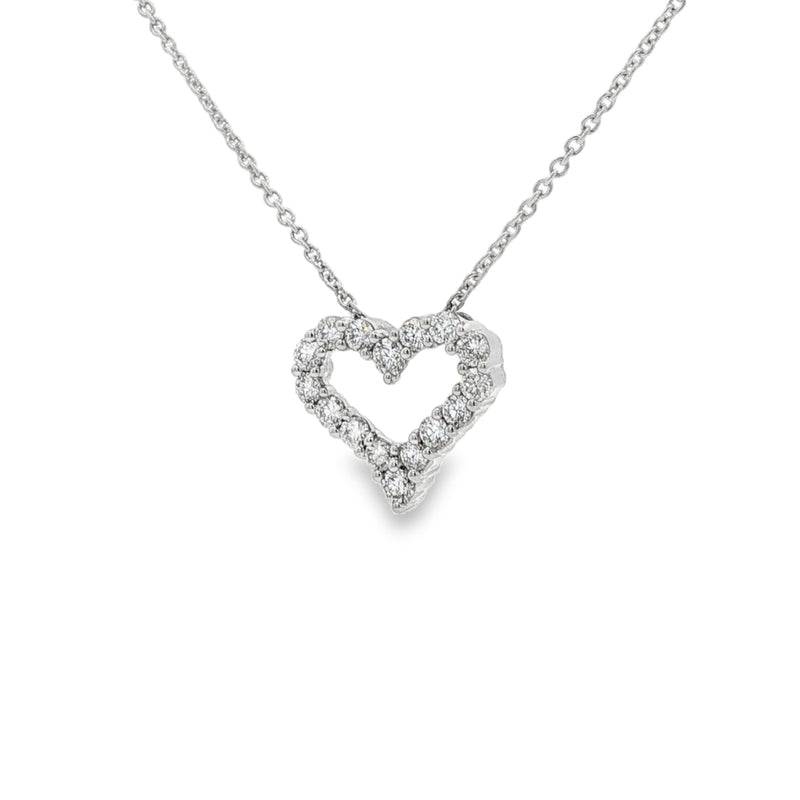 Diamond Round Brilliant Cut 0.58ct Heart, 18ct White Gold Pendant