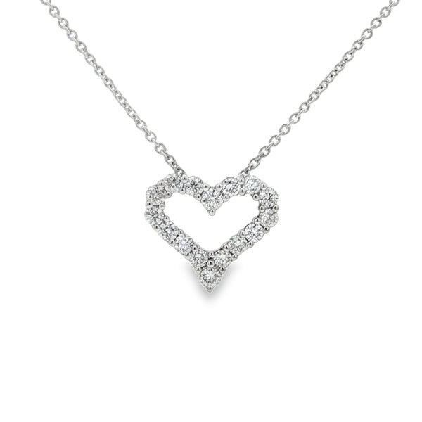 Diamond Round Brilliant Cut 0.58ct Heart, 18ct White Gold Pendant
