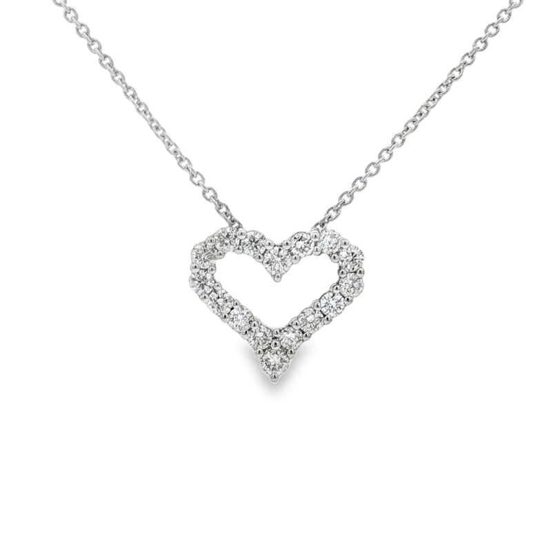 Diamond Round Brilliant Cut 0.58ct Heart, 18ct White Gold Pendant