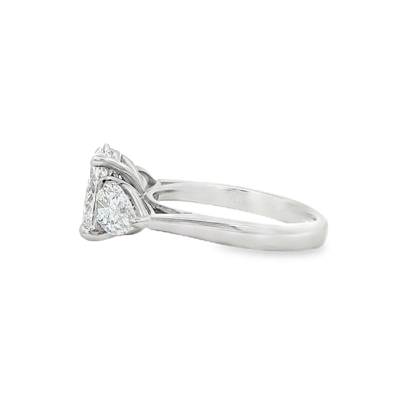 Oval & Pear Cut 3.66ct Trilogy, Lab Grown Platinum Ring