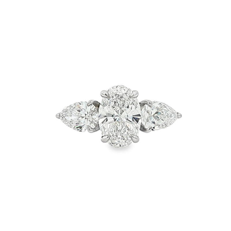 Oval & Pear Cut 3.66ct Trilogy, Lab Grown Platinum Ring