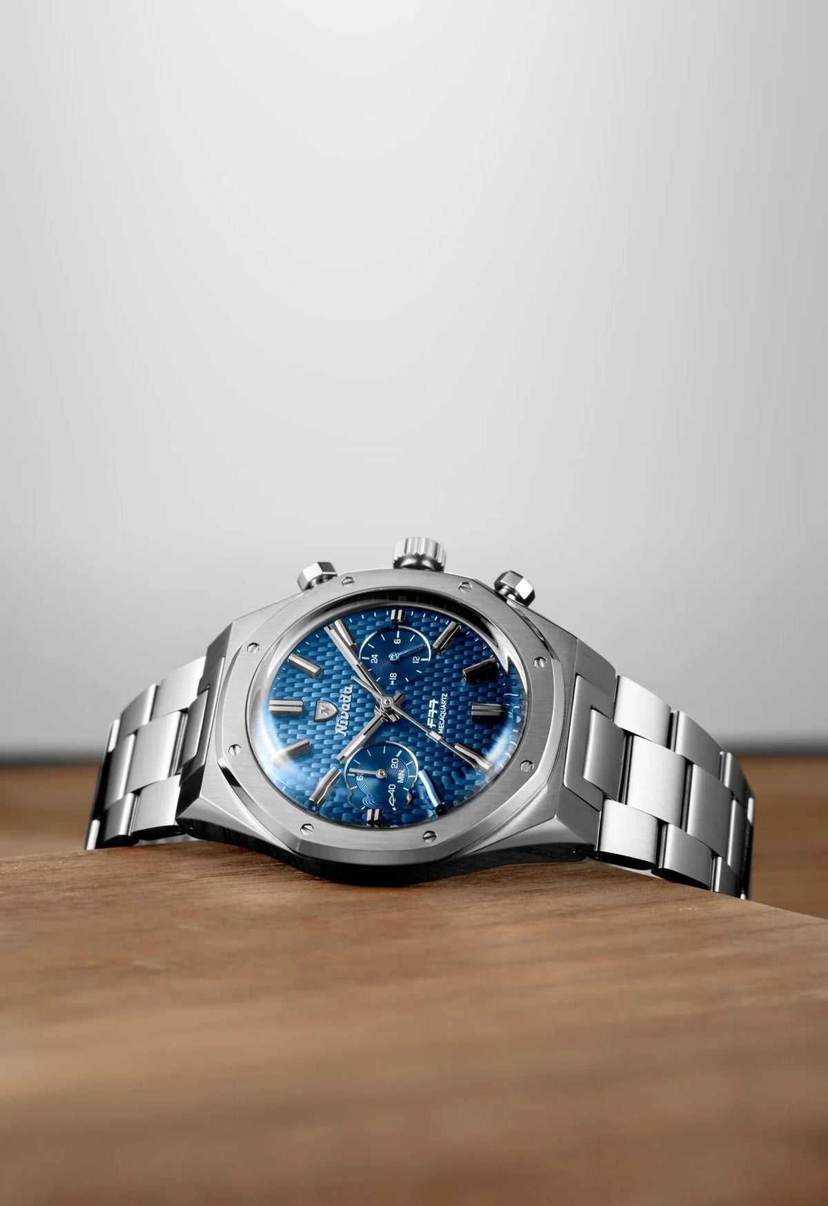 Nivada Grenchen F77 Chrono Mecaquartz Blue - 38mm Watch 68000Q77