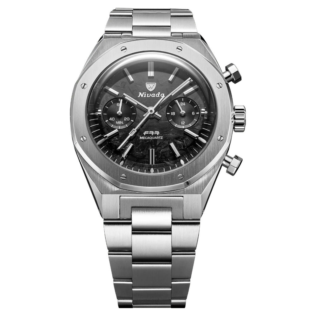 Nivada Grenchen F77 Chrono Mecaquartz Carbon - 38mm Watch 68002Q77
