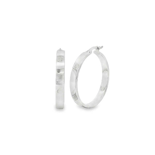 Screw 25mm Hoop, 9ct White Gold Earrings