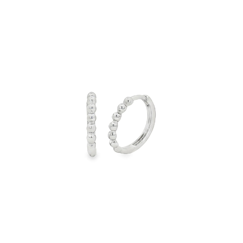 Beaded 12mm Hoop, 9ct White Gold Earrings