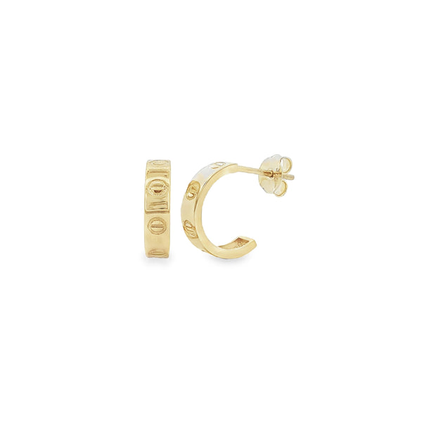 Screw 12mm Half Hoop, 9ct Yellow Gold Earrings