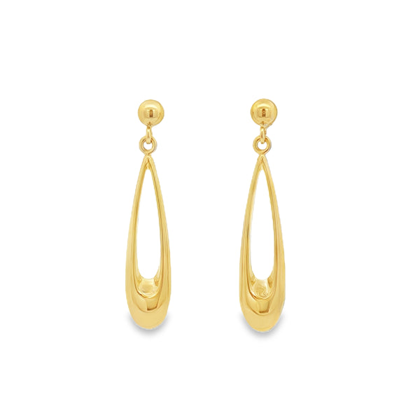 Open Teardrop, 9ct Yellow Gold Stud Earrings