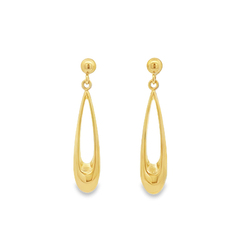 Open Teardrop, 9ct Yellow Gold Stud Earrings
