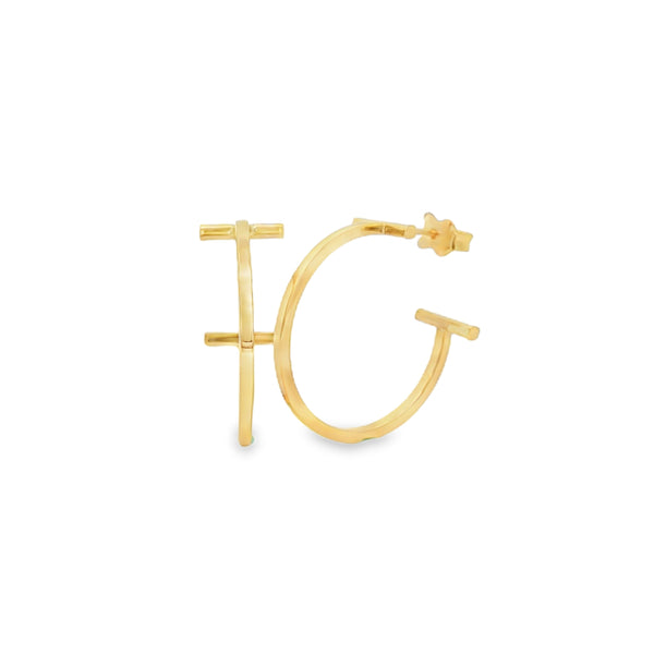Half Hoop 23mm, 9ct Yellow Gold Earrings