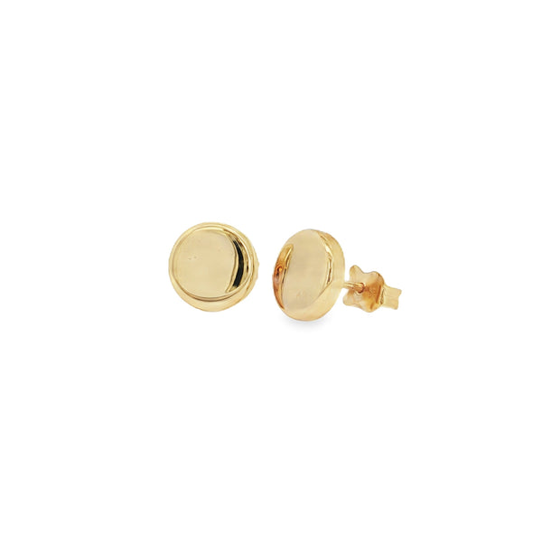 Plain 9mm Circle, 9ct Yellow Gold Stud Earrings