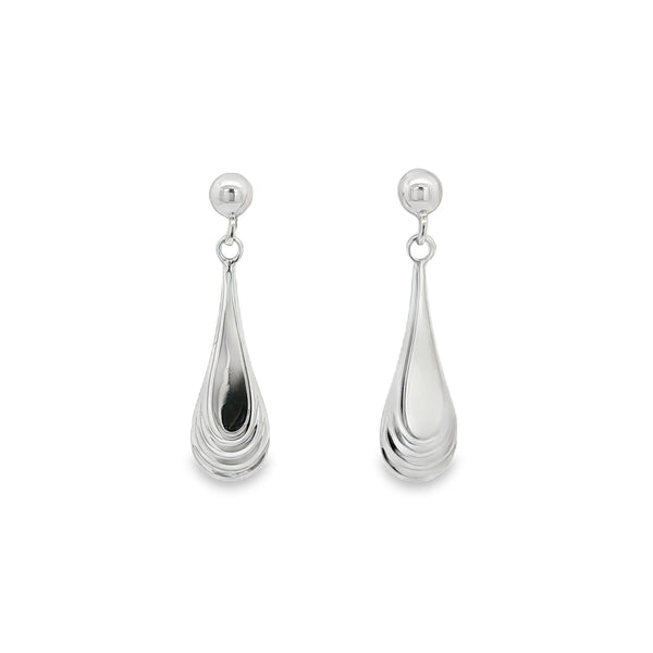 Tiered Teardrop, 9ct White Gold Stud Earrings