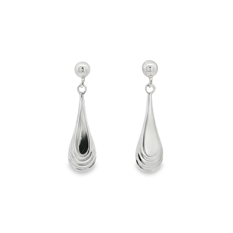 Tiered Teardrop, 9ct White Gold Stud Earrings