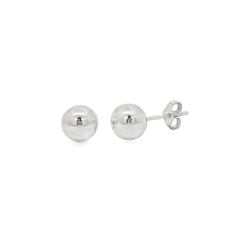 Ball 7mm, 9ct White Gold Stud Earrings