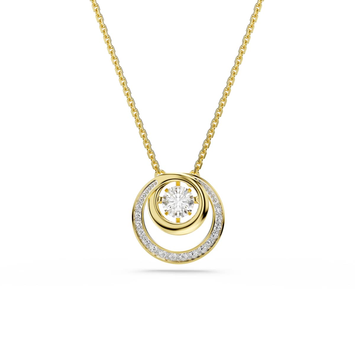 Swarovski Hyperbola pendant, Round cut, White, Gold-tone plated