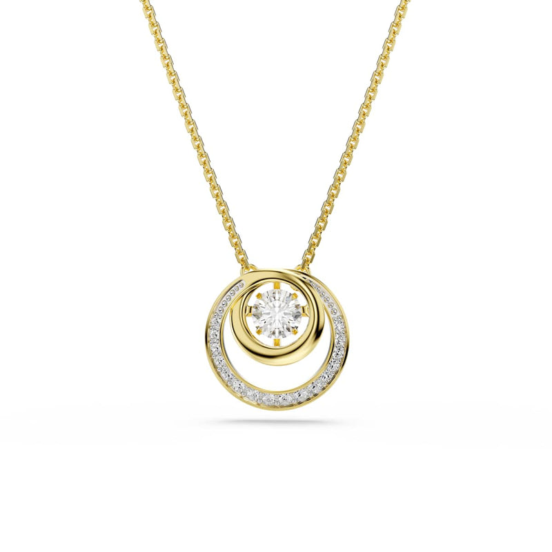 Swarovski Hyperbola pendant, Round cut, White, Gold-tone plated