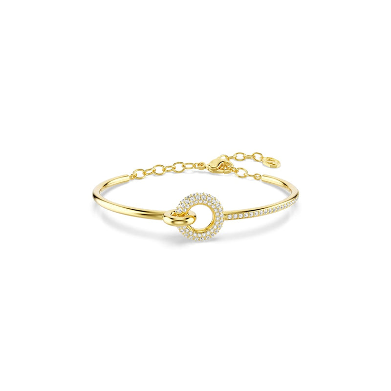 Swarovski Dextera bangle, Round cut, White, Gold-tone plated