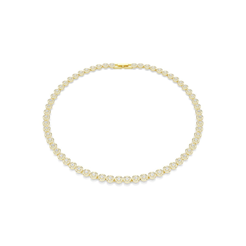 Swarovski Una Angelic necklace, Round cut, Small, White, Gold-tone plated