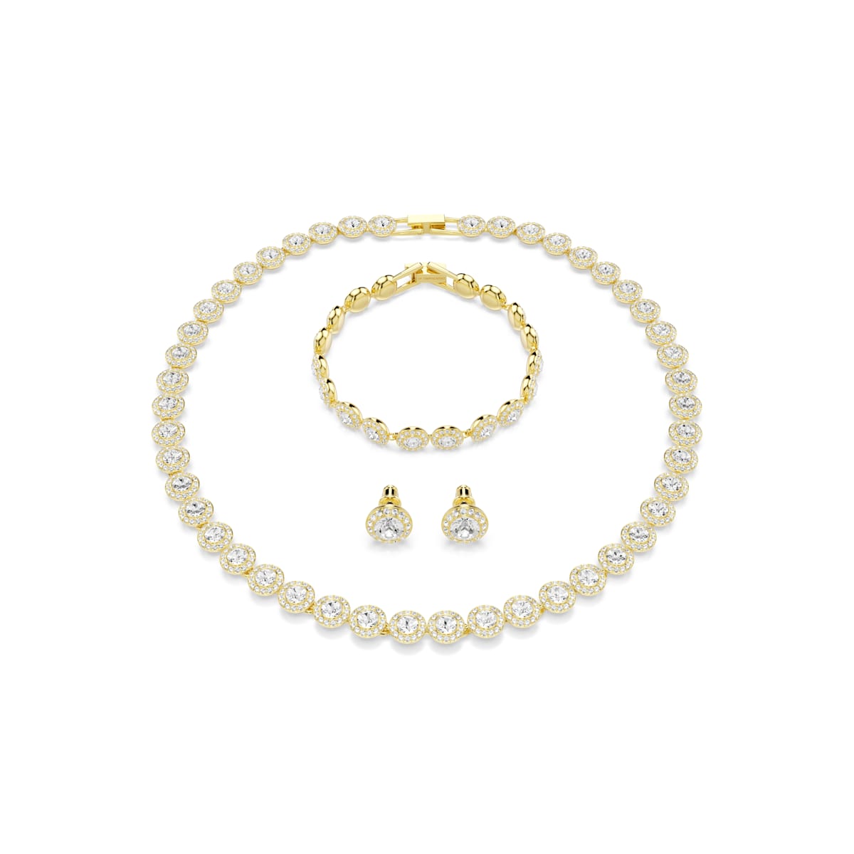 Swarovski Una Angelic set, Set (3), Round cut, White, Gold-tone plated