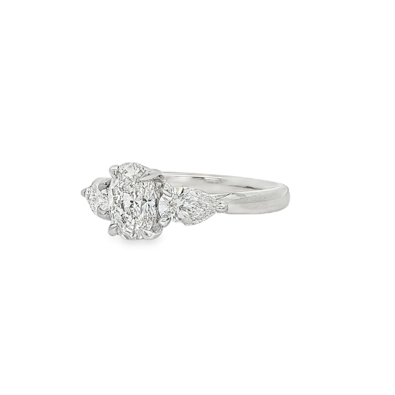 Oval & Pear Cut 1.84ct Trilogy, Lab Grown Platinum Ring