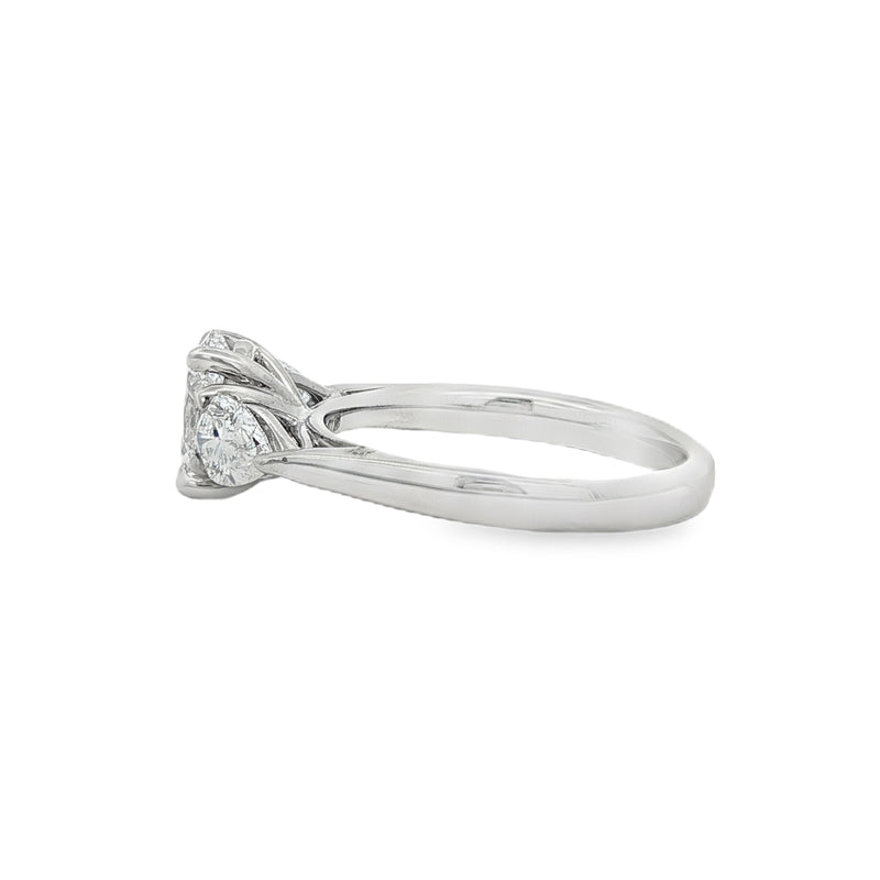 Oval & Pear Cut 1.84ct Trilogy, Lab Grown Platinum Ring