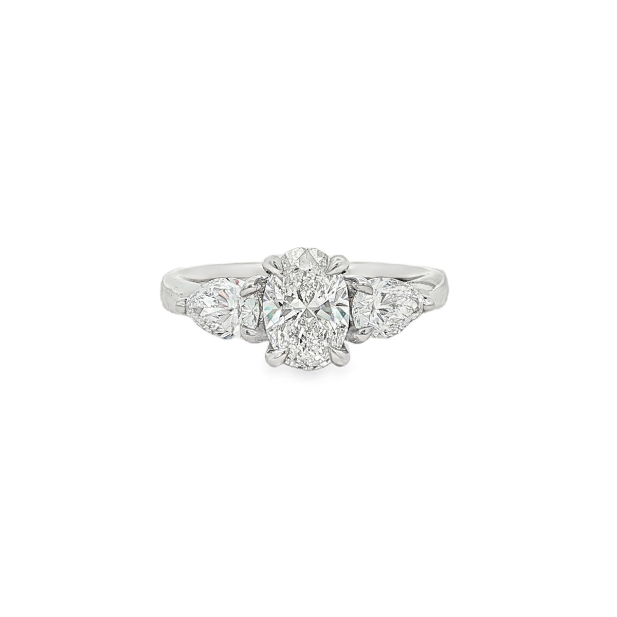 Oval & Pear Cut 1.84ct Trilogy, Lab Grown Platinum Ring