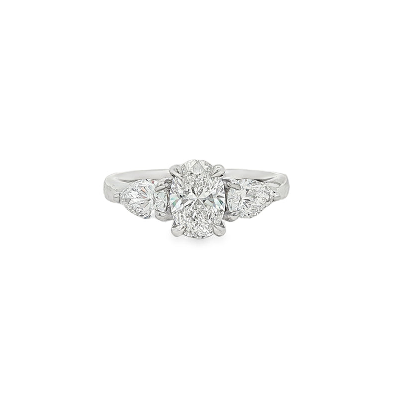 Oval & Pear Cut 1.84ct Trilogy, Lab Grown Platinum Ring