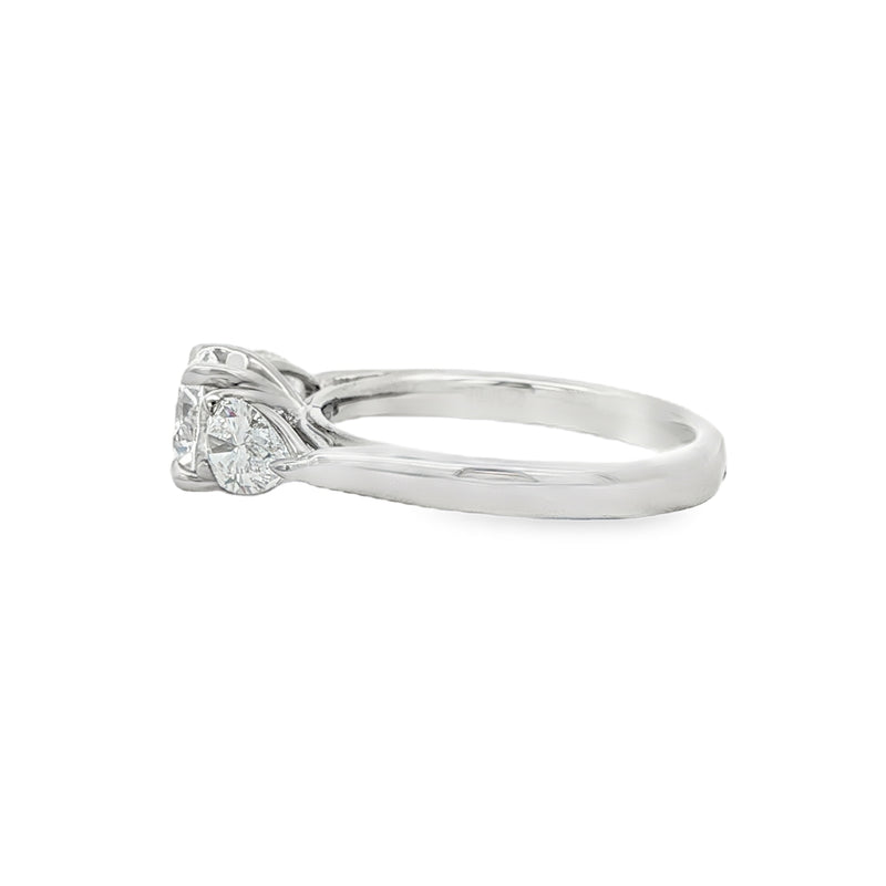 Round Brilliant & Pear Cut 1.86ct Trilogy, Lab Grown Platinum Ring