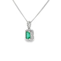 Emerald & Diamond Emerald Cut, 18ct White Gold Pendant