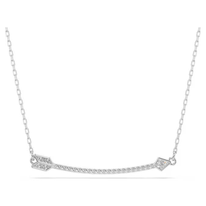 Swarovski Idyllia pendant, Mixed cuts, Arrow, White, Rhodium plated