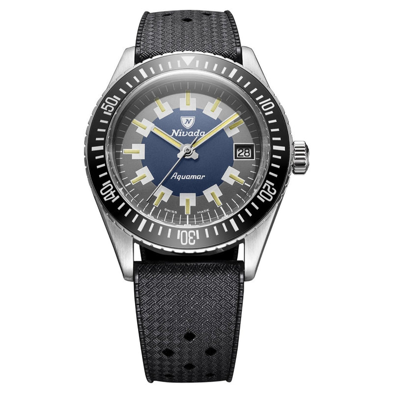 Nivada Grenchen Antarctic Diver Aquamar, 38mm Rubber Strap Automatic Watch