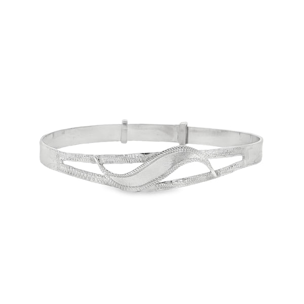 Silver Plated Childs Baby Bangle With Wave Detail (Small)