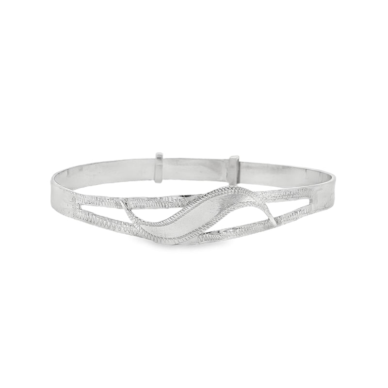 Silver Plated Childs Baby Bangle With Wave Detail (Small)