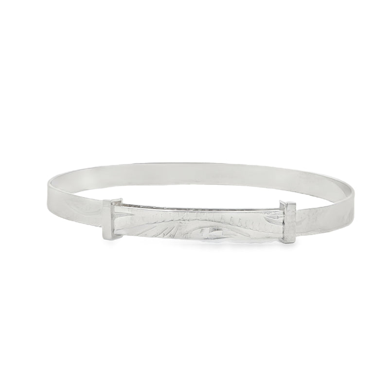 Silver Childs Baby Bangle With Hand Engraved Pattern (Large)