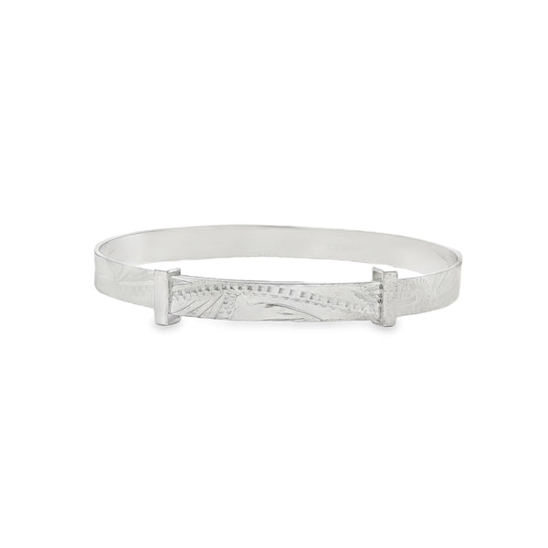 Silver Childs Baby Bangle With Hand Engraved Pattern (Small)