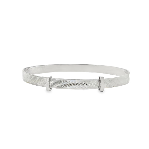 Silver Childs Baby Bangle, Engine Turned Pattern (Small)