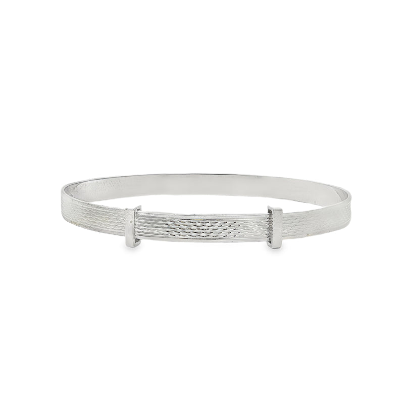 Silver Childs Baby Bangle, Engine Turned Pattern (Small)