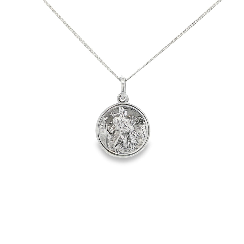 Silver 16mm Round St Christopher Pendant