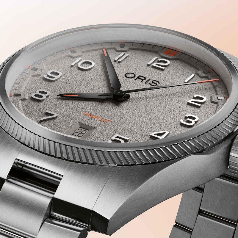 Oris ProPilot Date Grey Dial, Stainless Steel Strap, 41mm Watch 01 733 7805 4163-07 8 20 04LC