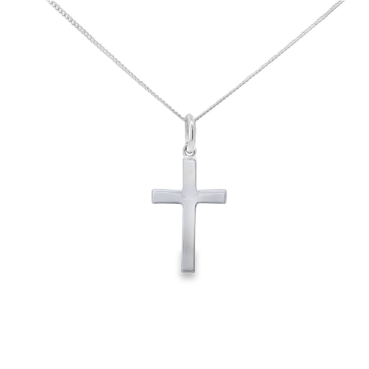 Silver 20x12mm Plain Solid Block Cross Pendant