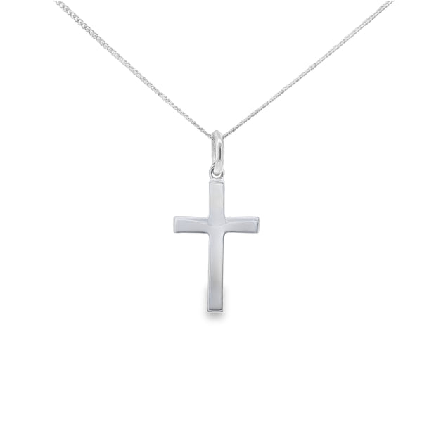 Silver 20x12mm Plain Solid Block Cross Pendant